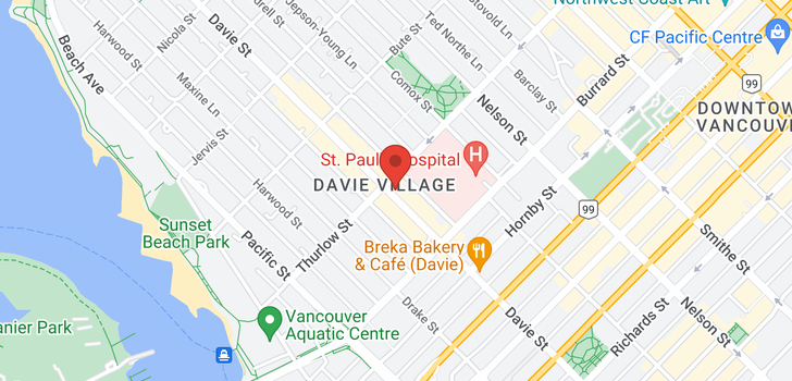 map of 1091 DAVIE STREET